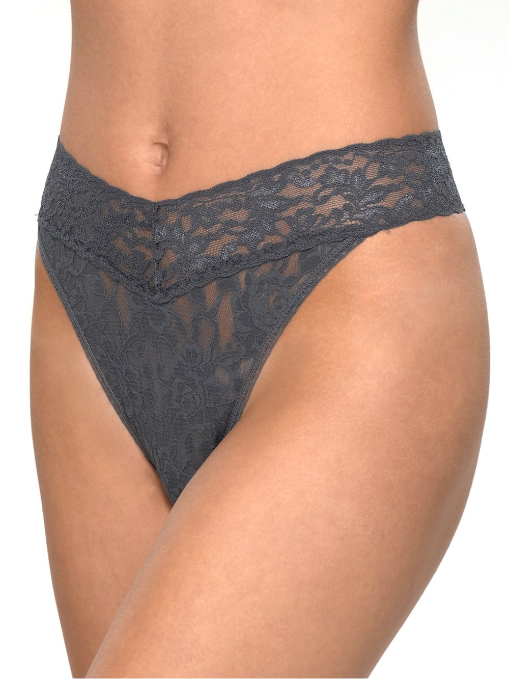 Hanky Panky Signature Lace Original Rise Thong - Granite - New - C76-042
